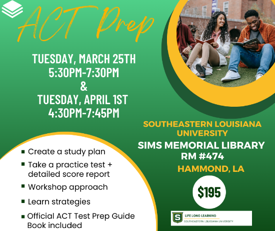 Picture of ACT Prep (Main Campus) Tuesday, Mar 25th 5:30pm - 7:30pm,  Tuesday, Apr 1st 4:30pm - 7:45pm