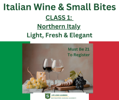 Picture of 2026 Italian Wine & Bites: CLASS 1: Northern Italy: Light, Fresh & Elegant (Tuesday, May 12th) 6:00pm- 8:00pm