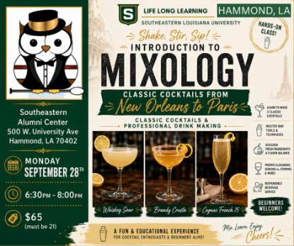 Picture of 2027 HAMMOND: Classic Cocktails: From New Orleans To Paris (Monday, Sept. 28th) 6:30pm - 8:00pm