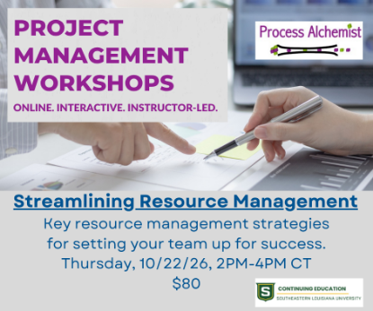 Picture of Streamlining Resource Management (Thursday, Oct. 22nd) 2:00pm - 4:00pm - 100% ONLINE SYNCHRONOUS DELIVERED VIA ZOOM