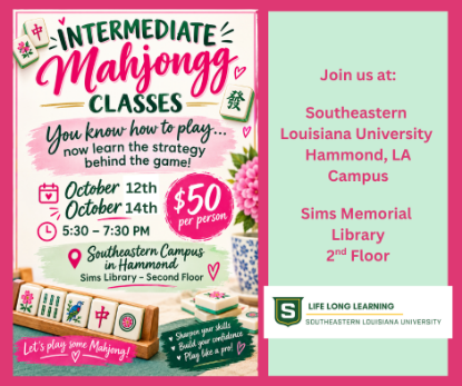 Picture of 2027 HAMMOND: Hammond Intermediate Mahjong (Monday, Oct. 12th, Wednesday, Oct. 14th) 5:30pm - 7:30pm