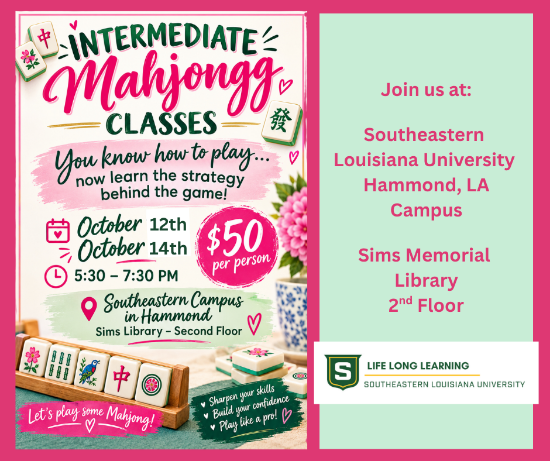 Picture of 2027 HAMMOND: Hammond Intermediate Mahjong (Monday, Oct. 12th, Wednesday, Oct. 14th) 5:30pm - 7:30pm