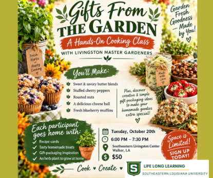 Picture of 2027 WALKER: Gifts From The Garden, A Hands-On Cooking Class with Livingston Master Gardeners (Tuesday, Oct. 20th) 6:00pm - 7:30pm
